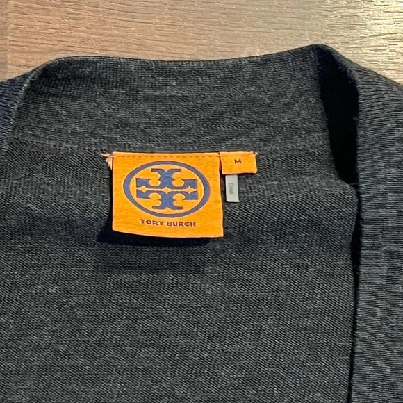 Tory Burch Grey Simone Wool Cardigan Sweater - Picture 3 of 5